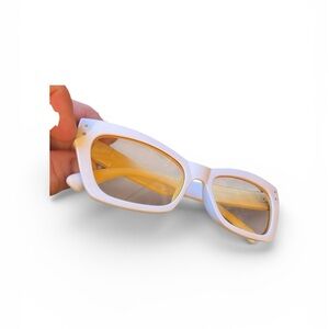White sunglasses with yellow 400 uv lens
